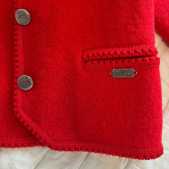 Vintage Munchner Strickmoden Red Wool Buttoned Sweater Jacket | Size M-L - Picture 5 of 14